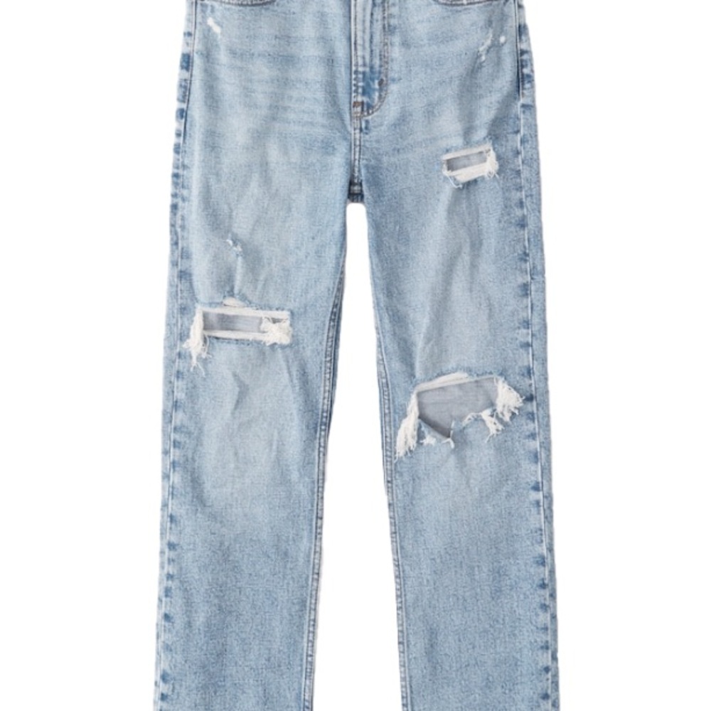 Abercrombie & Fitch Ultra High Rise Ankle Straight Jeans - Light Blue